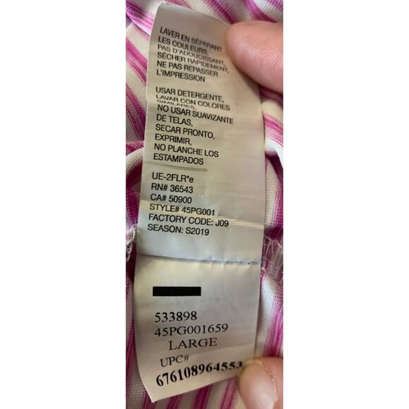 Izod Mens Golf Shirt Sz L Pink/White Striped Stretch SS Preppy Classic Retro - Picture 7 of 11